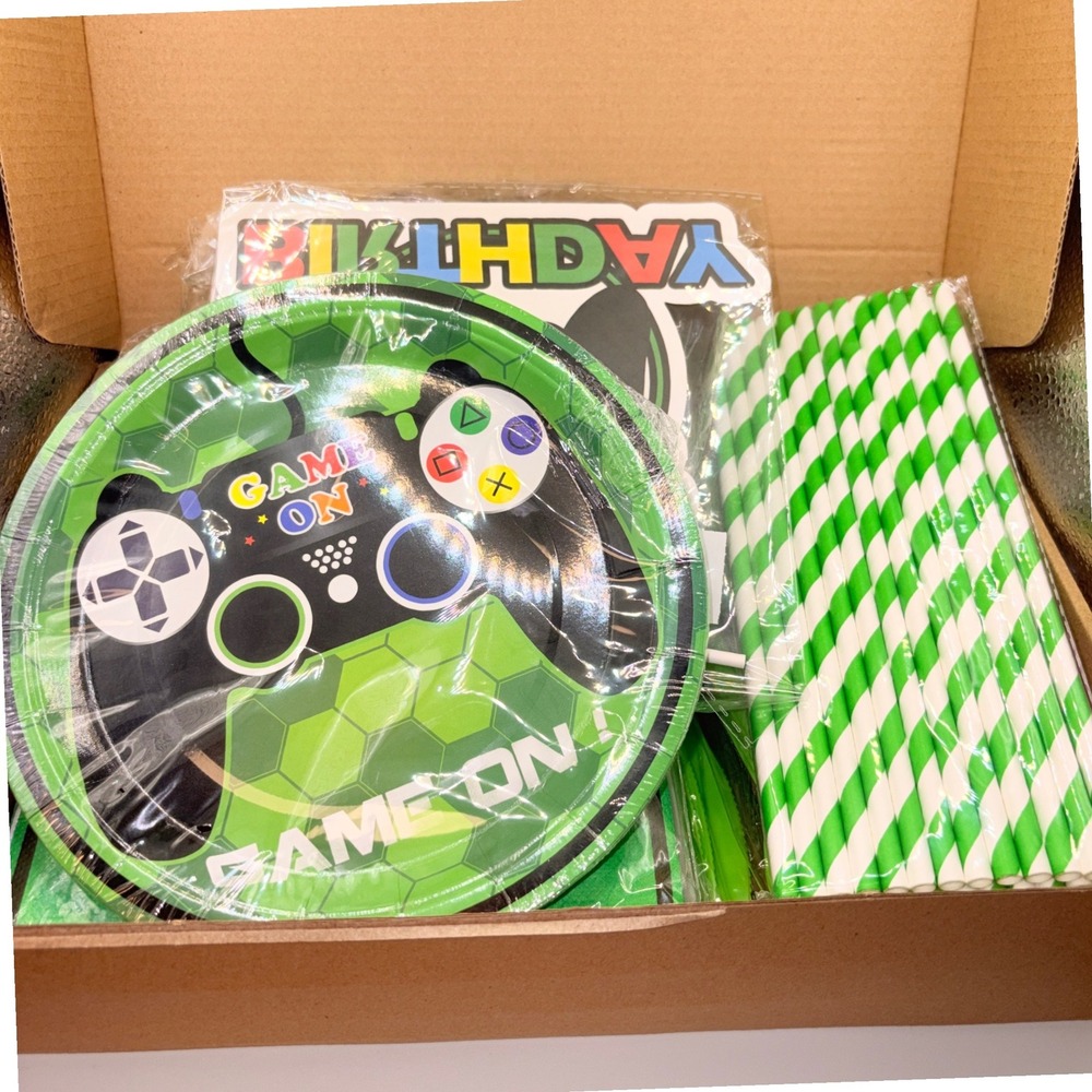 Video Game Theme Party Supplies Set 16 Guests Birthday Backdrop Balloon Arch Kit